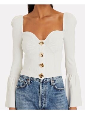 ✨ Self-Portrait White Ribbed Knit Cardigan ✨